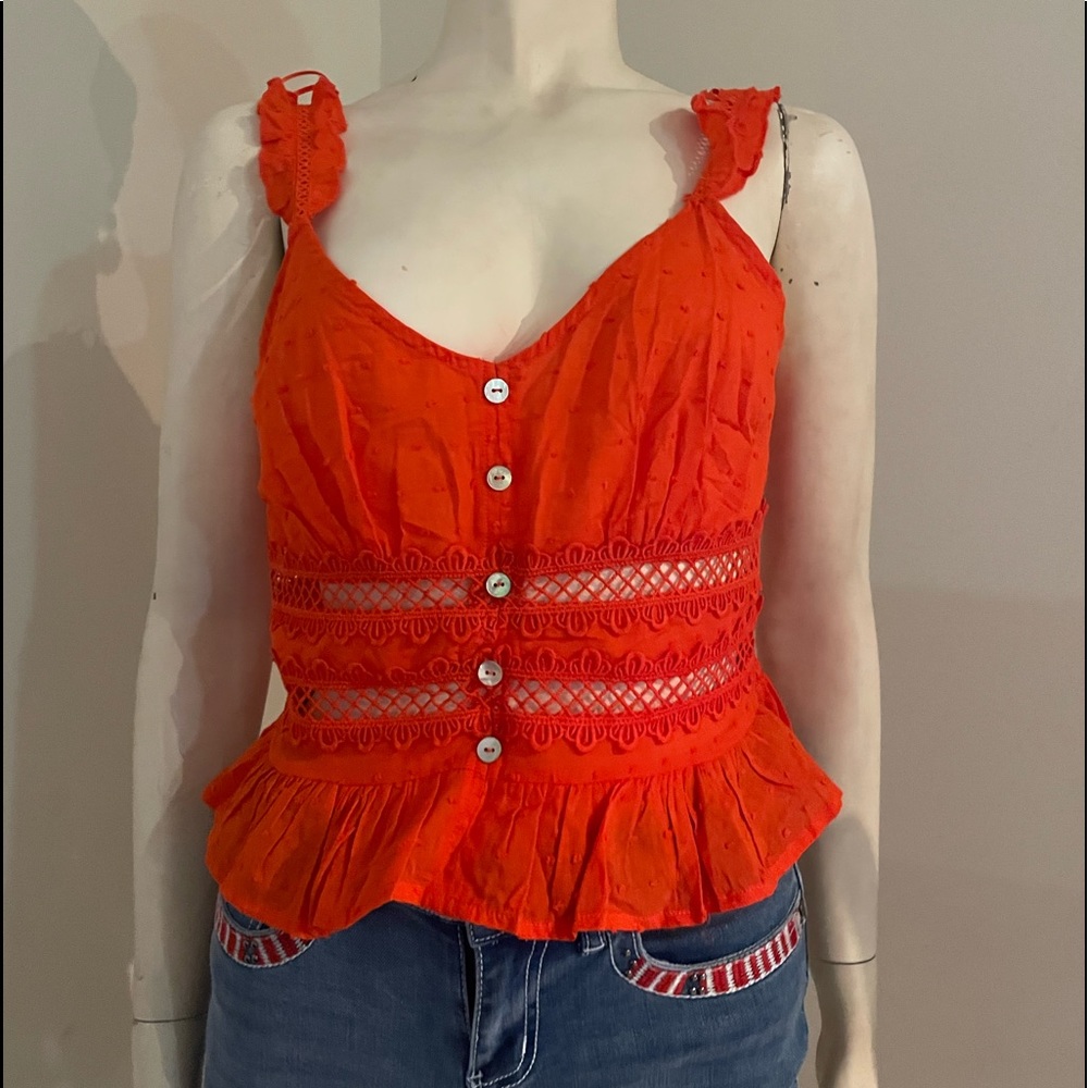 Red Ruffle Blouse - Picture 2 of 7